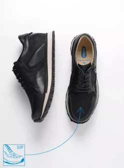 Lage Veterschoenen|Wandelschoenen<Wolky e-Go S2F - zwart combi stretchleer zwartcombistretchleer