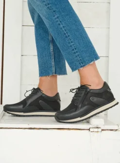 Lage Veterschoenen|Wandelschoenen<Wolky e-Go S2F - zwart combi stretchleer zwartcombistretchleer