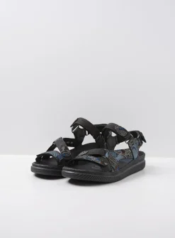 Sandalen<Wolky Energy Lady - zwart/blauw suede zwart/blauwsuede