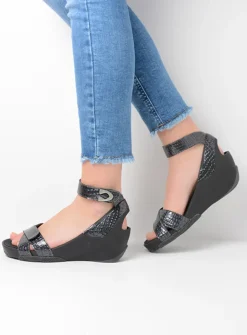 Sandalen<Wolky Era - antraciet crocolook lakleer antracietcrocolooklakleer
