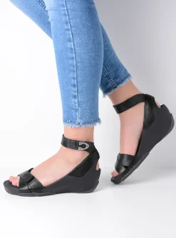 Sandalen<Wolky Era - zwart leer zwartleer