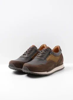 Veterschoenen Heren|Sneakers Heren<Wolky e-Runner - bruin combi leer bruincombileer