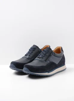 Veterschoenen Heren|Sneakers Heren<Wolky e-Runner - marineblauw combi leer marineblauwcombileer