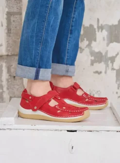 Bandschoenen<Wolky Esperanza - rood effectleer roodeffectleer