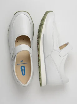 Wandelschoenen|Bandschoenen<Wolky e-Step - wit/lichtgroen leer wit/lichtgroenleer