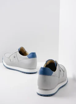 Lage Veterschoenen|Wandelschoenen<Wolky e-Walk - lichtgrijs/atlantisch blauw leer lichtgrijs/atlantischblauwleer