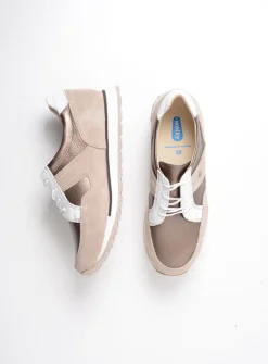 Lage Veterschoenen|Wandelschoenen<Wolky e-Walk - safari/brons leer safari/bronsleer