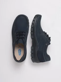 Lage Veterschoenen|Herfst/Winter<Wolky Fly - blauw nubuck blauwnubuck
