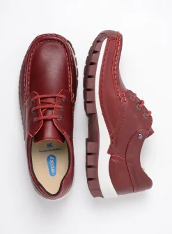 Lage Veterschoenen|Herfst/Winter<Wolky Fly - donkerrood leer donkerroodleer