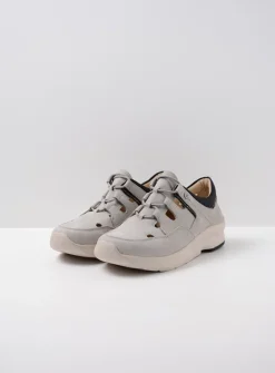 Lage Veterschoenen|Wandelschoenen<Wolky Galena - lichtgrijs nubuck lichtgrijsnubuck