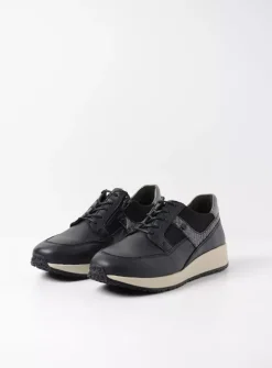 Lage Veterschoenen|Sneakers<Wolky Hammer - zwart combi leer zwartcombileer
