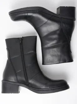 Halfhoge Laarzen|Herfst/Winter<Wolky Hinton - zwart leer zwartleer