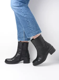 Halfhoge Laarzen|Herfst/Winter<Wolky Hinton - zwart leer zwartleer