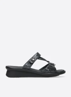 Slippers<Wolky Isa - antraciet crocolook lakleer antracietcrocolooklakleer