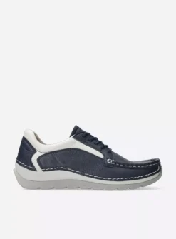 Lage Veterschoenen<Wolky Japura - blauw leer blauwleer