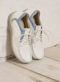 Lage Veterschoenen<Wolky Japura - wit-lichtblauw leer wit-lichtblauwleer