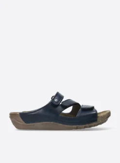 Slippers<Wolky Jasper - blauw geolied leer blauwgeoliedleer