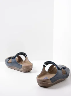Slippers<Wolky Jasper - blauw geolied leer blauwgeoliedleer
