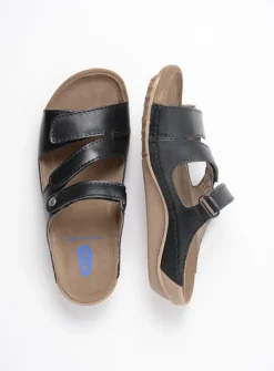 Slippers<Wolky Jasper - zwart leer zwartleer