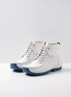 Hoge Veterschoenen<Wolky Jump Summer - wit/blauw leer wit/blauwleer