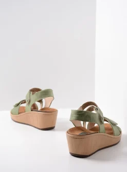Sandalen<Wolky La Jolla - olijfgroen leer olijfgroenleer