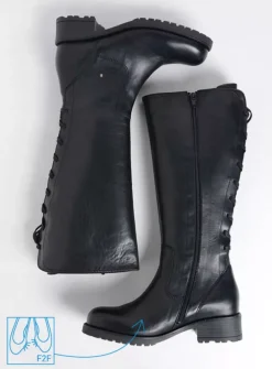 Lange Laarzen|Herfst/Winter<Wolky Lascana F2F - zwart leer zwartleer