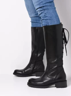 Lange Laarzen|Herfst/Winter<Wolky Lascana F2F - zwart leer zwartleer