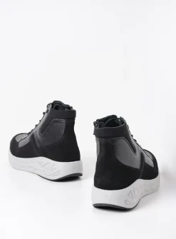 Hoge Veterschoenen|Wandelschoenen<Wolky Leap - zwart combi leer zwartcombileer