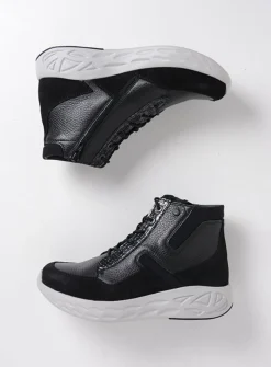 Hoge Veterschoenen|Wandelschoenen<Wolky Leap - zwart combi leer zwartcombileer