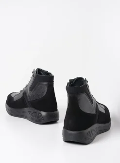 Hoge Veterschoenen|Wandelschoenen<Wolky Leap - zwart combi leer/zwart zwartcombileer/zwart