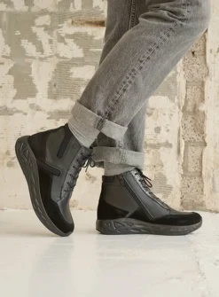 Hoge Veterschoenen|Wandelschoenen<Wolky Leap - zwart combi leer/zwart zwartcombileer/zwart