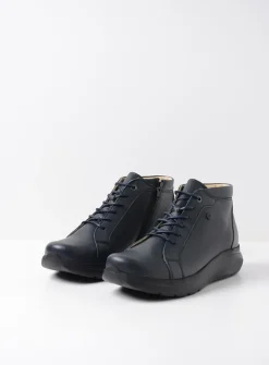 Hoge Veterschoenen|Wandelschoenen<Wolky Lima - blauw leer blauwleer