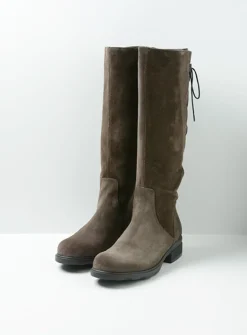 Veterlaarzen|Lange Laarzen<Wolky Longview - donkerbruin suede donkerbruinsuede