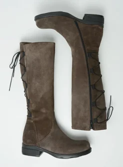 Veterlaarzen|Lange Laarzen<Wolky Longview - donkerbruin suede donkerbruinsuede