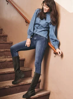 Veterlaarzen|Lange Laarzen<Wolky Longview - donkerbruin suede donkerbruinsuede