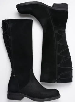 Veterlaarzen|Lange Laarzen<Wolky Longview - zwart suede zwartsuede