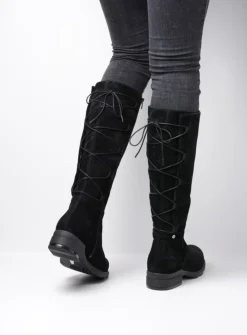 Veterlaarzen|Lange Laarzen<Wolky Longview - zwart suede zwartsuede