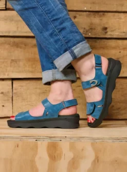 Sandalen<Wolky Medusa - blauw effectleer blauweffectleer