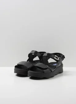 Sandalen<Wolky Medusa - zwart leer zwartleer