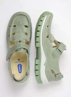 Bandschoenen<Wolky Move - lichtgroen leer lichtgroenleer