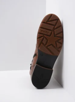 Veterlaarzen|Halfhoge Laarzen<Wolky Murray - cognac leer cognacleer