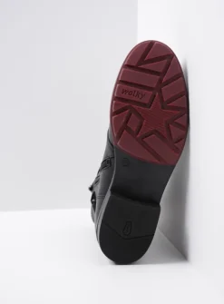 Veterlaarzen|Halfhoge Laarzen<Wolky Murray - zwart leer zwartleer