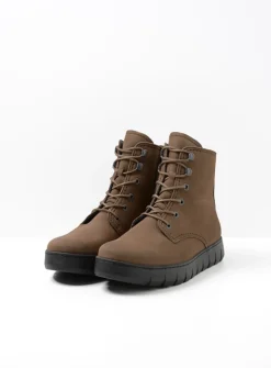 Hoge Veterschoenen|Veterlaarzen<Wolky New Wave - donker taupe nubuck donkertaupenubuck