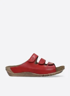Slippers<Wolky Nomad - rood geolied leer roodgeoliedleer