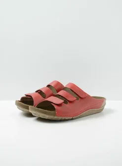Slippers<Wolky Nomad - rood geolied leer roodgeoliedleer