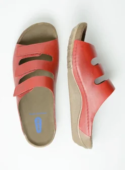 Slippers<Wolky Nomad - rood geolied leer roodgeoliedleer