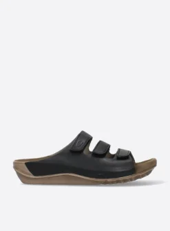 Slippers<Wolky Nomad - zwart geolied leer zwartgeoliedleer