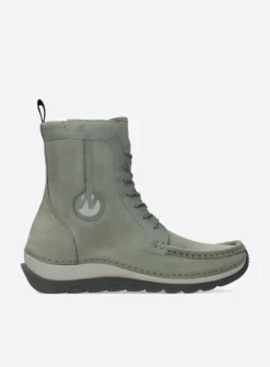 Hoge Veterschoenen|Veterlaarzen<Wolky Ocean - grijsgroen nubuck grijsgroennubuck