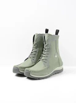 Hoge Veterschoenen|Veterlaarzen<Wolky Ocean - grijsgroen nubuck grijsgroennubuck