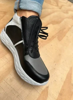 Hoge Veterschoenen|Herfst/Winter<Wolky Pep S2F - antraciet combi stretch leer antracietcombistretchleer